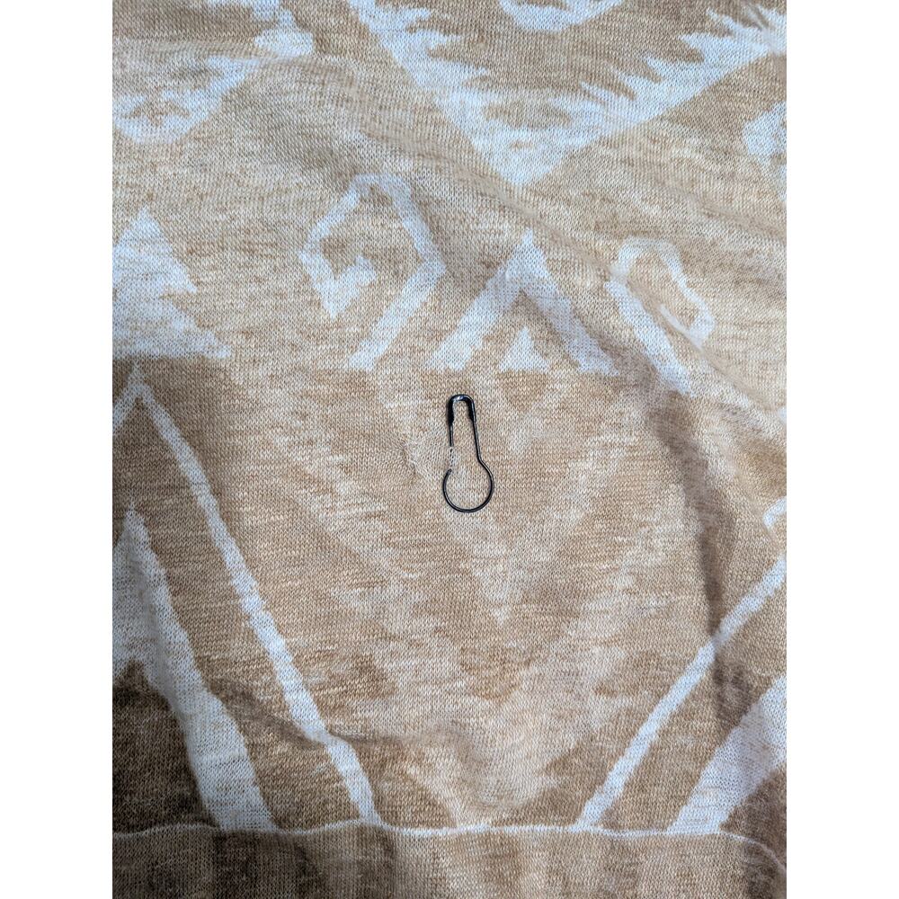 Lauren Ralph Lauren 100% linen beige brown tan geometric print top, size XL - Picture 7 of 7